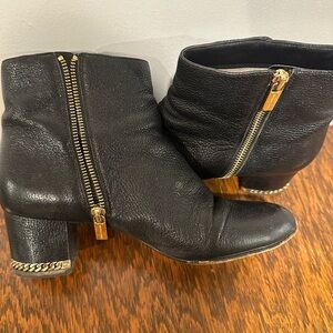 Michael Kors Black Ankle Boots with Gold Accents